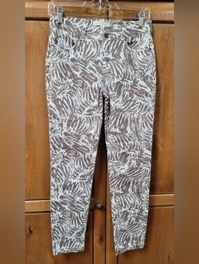 EUC | Etcetera Taupe/White Zebra Print Skinny Pants
